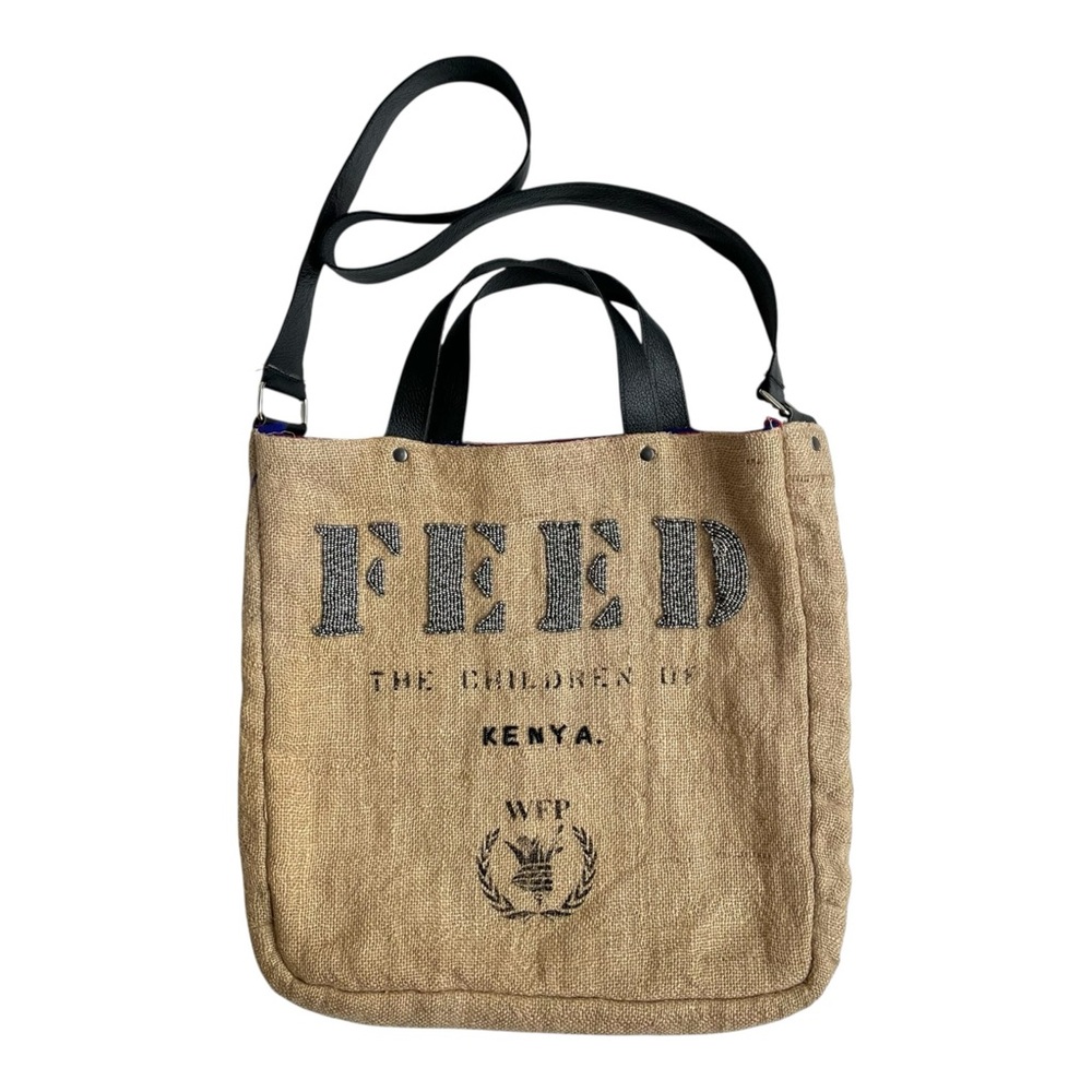FEED Artisan Beaded Burlap Kenya Tote Bag